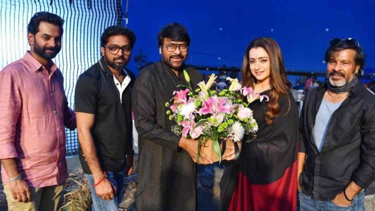 Vishwambhara – Trisha joins forces with Chiranjeevi after 18 years | Watch Telugu star welcoming actress on sets