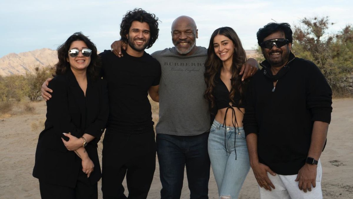 Liger: Ananya Panday, Vijay Deverakonda pose with Mike Tyson on film’s set