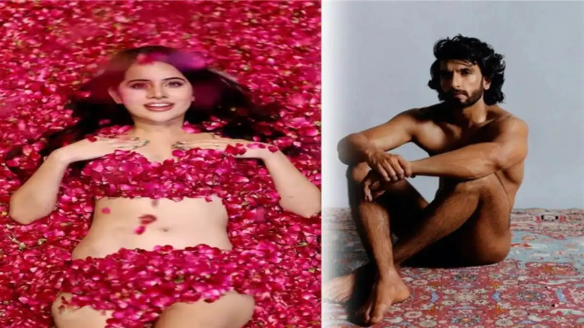 Uorfi Javed poses in a bed of roses, netizens ask if the video is ‘inspired by Ranveer Singh?'