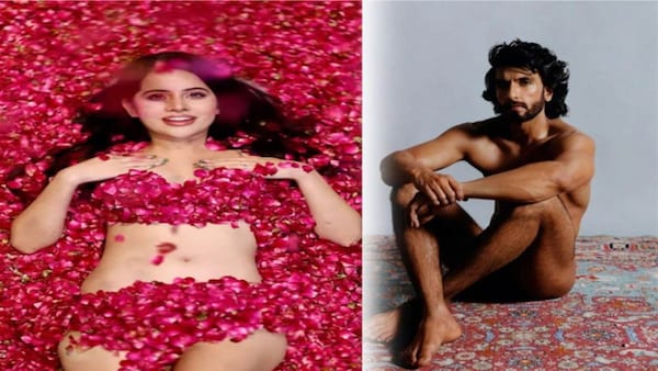 Uorfi Javed poses in a bed of roses, netizens ask if the video is ‘inspired by Ranveer Singh?'
