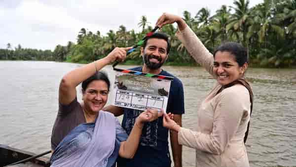 Urvashi, Parvathy Thiruvothu and Christo Tomy at the sets of Ullozhukku