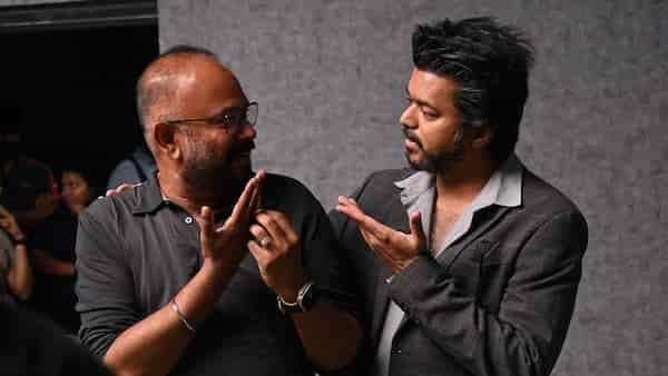 Venkat Prabhu and Thalapathy Vijay on the sets of The GOAT.