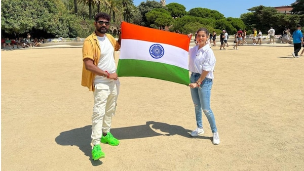 Power couple Nayanthara, Vignesh Shivan celebrate Independence Day in Spain; pose with national flag