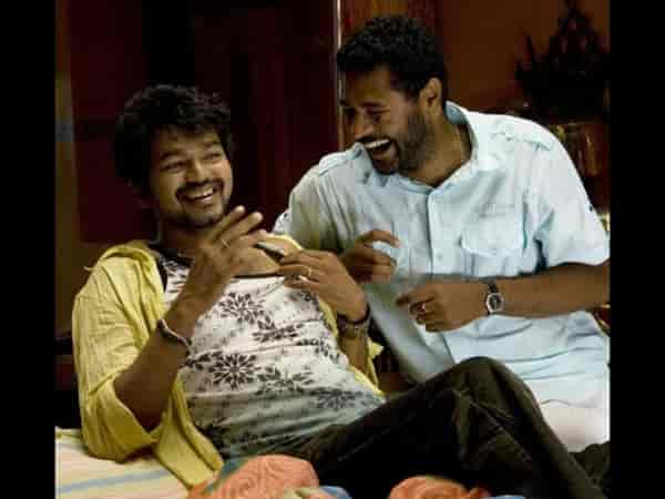 An old photograph where Vijay and Prabhudheva share a lighter moment/Twitter