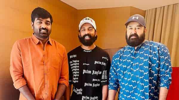 Vijay Sethupathi and friend with Mohanlal.