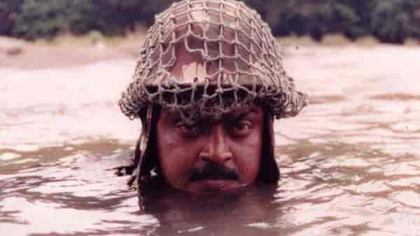 Vijayakanth in a still from Captain Prabhakaran