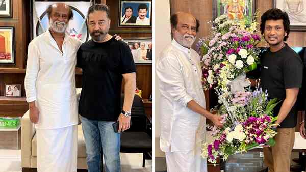 With a few days left for Vikram's release, Lokesh Kanagaraj and Kamal Haasan meet Rajinikanth