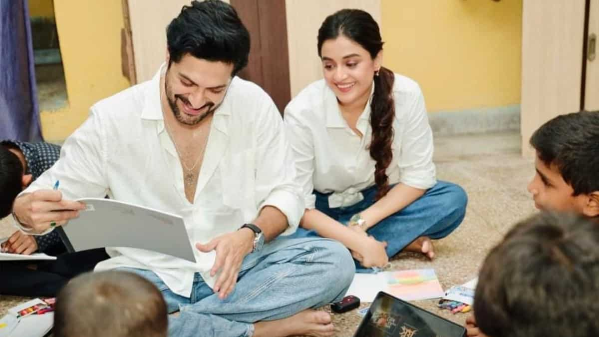 Surjo actors Vikram Chatterjee and Darshana Banik visit a home for children, spend time with kids