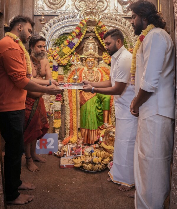 A glimpse from the muhurtha puja of Vikram's second film