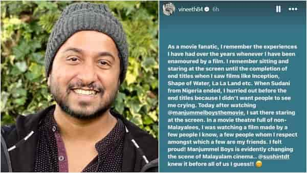 Vineeth Sreenivasan praises Chidambaram's Manjummel Boys