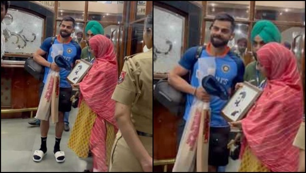 IND vs AUS: Virat Kohli receives handmade painting from fan during training in Mohali