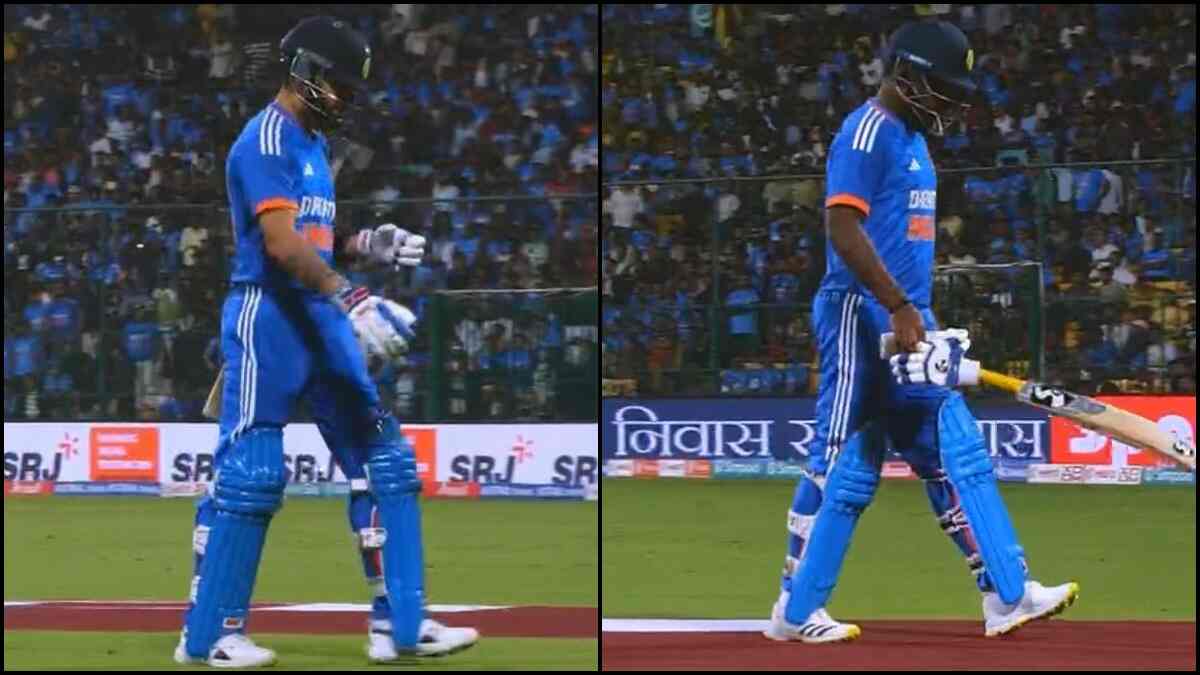 IND vs AFG - Chinnaswamy stadium goes quite as 4 wickets fall, Virat Kohli, Sanju Samson go for ducks