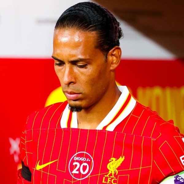 Virgil van Dijk wearing the sepcial Liverpool jersey. Image | LFC on X