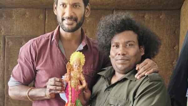 Vishal 34: Yogi Babu surprises Vishal with a special gift on the set