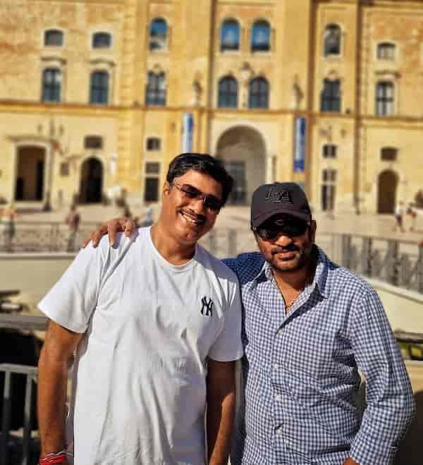 Director Sreenu Vaitla and producer Venu on the sets of Viswam