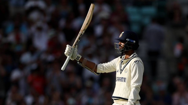 Washington Sundar marks his half century on day 3 at The Oval. Photo via BCCI