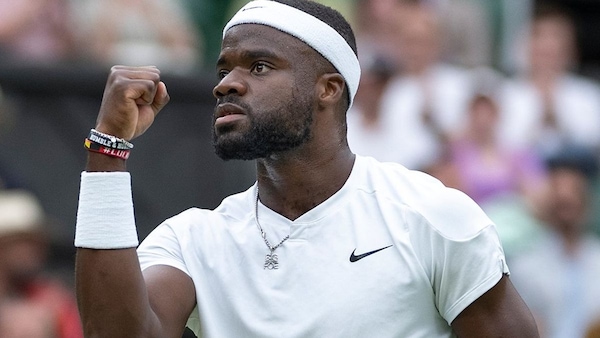 Frances Tiafoe during his third round match against Carlos Alcaraz at Wimbledon