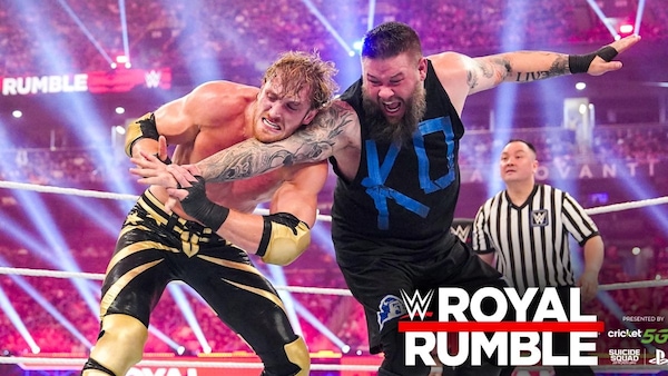 Logan Paul and Kevin Owens during the US Championship