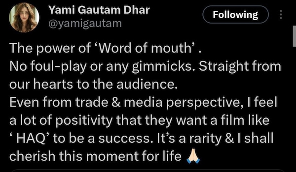 Yami Gautam via X