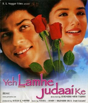 Shah Rukh Khan and Raveena Tandon in a poster of Yeh Lamhe Judaai Ke