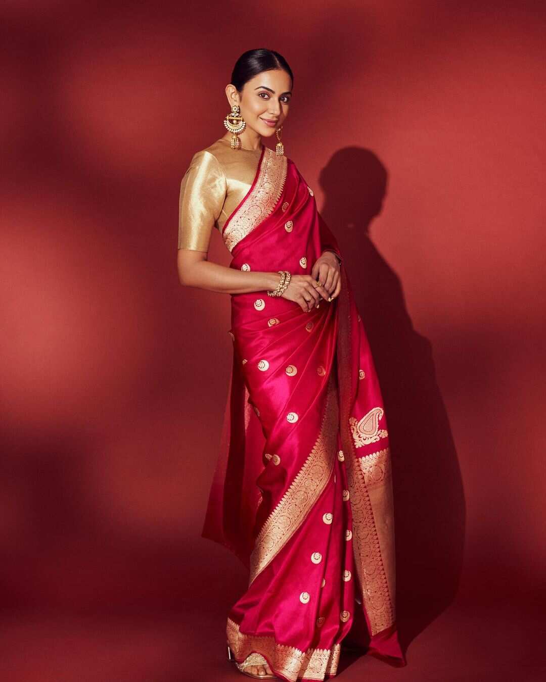 Rakul Preet Singh is a timeless beauty in a traditional red saree