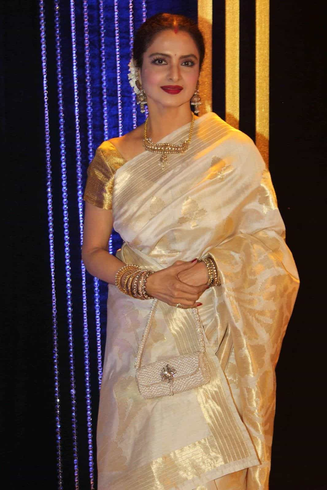 The Sonam Kapoor Effect? Rekha, 63, Stunned Us In Gold Pant-Style Saree