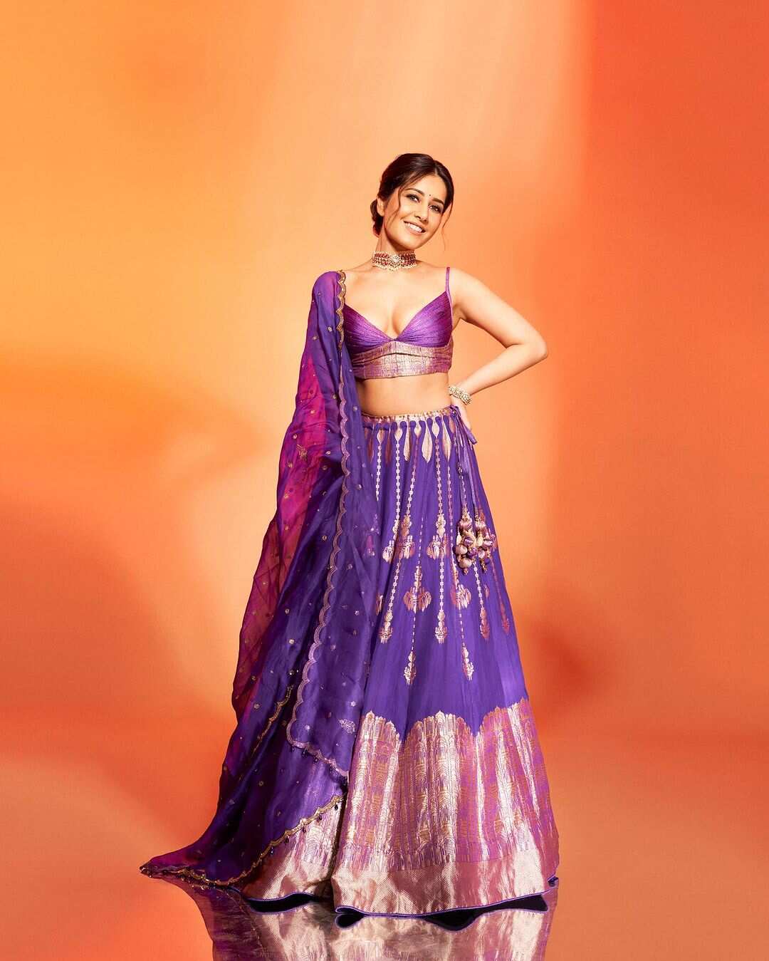 Captivating Cream With Orange And Purple Color Embroidery Lehenga Choli at  Best Price in Surat | Panchhi Fashion