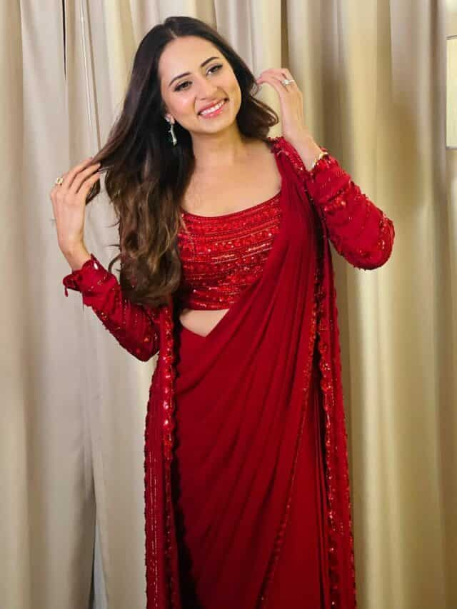 Sargun Mehta Flaunts In Red Fusion Wear In Her Latest Pictures Ottplay 