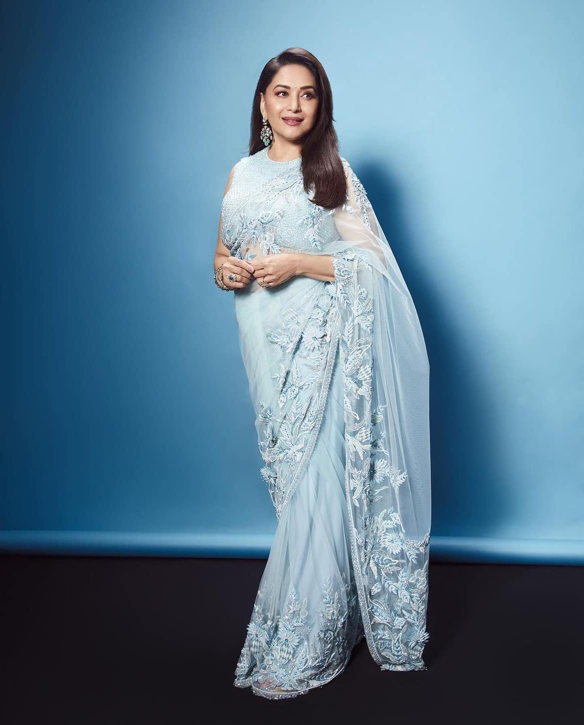 Punarnavi Bhupalam in a pastel blue net saree – South India Fashion