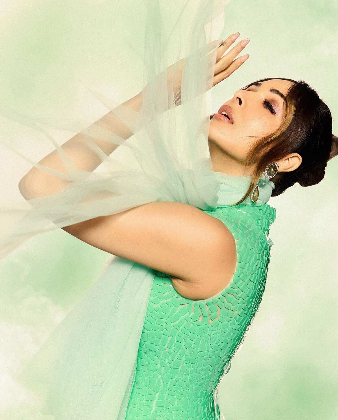 green emerald velvet dress Green Floral Embroidered Anarkali Suit