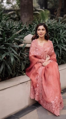 Bhumi Pednekar radiates vintage glamour in a sheer pink saree